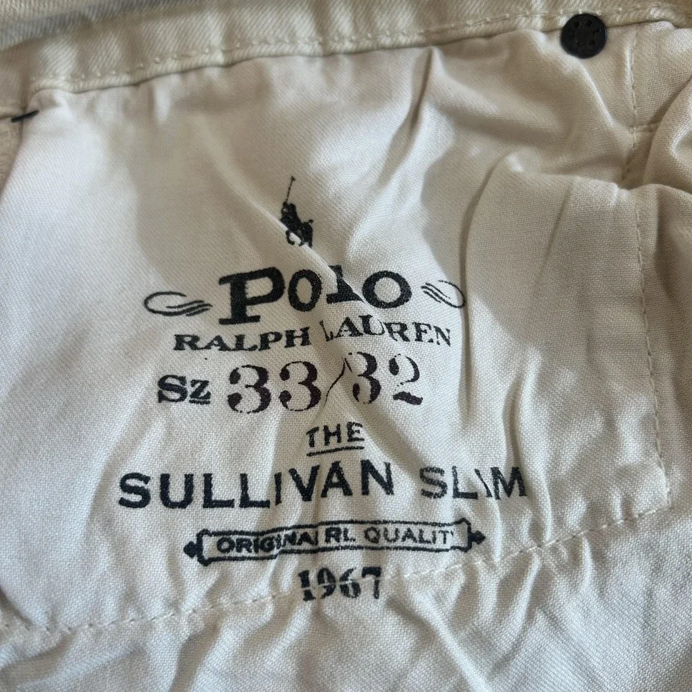 Polo Ralph Lauren Jeans Mens 33x32 Cream Sullivan Slim Straight Denim NWT *SPOT*
